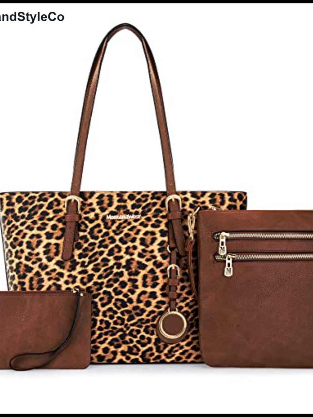 Montana West 3Pc Western Leopard Print Tote Crossbody Wallet Set Purse